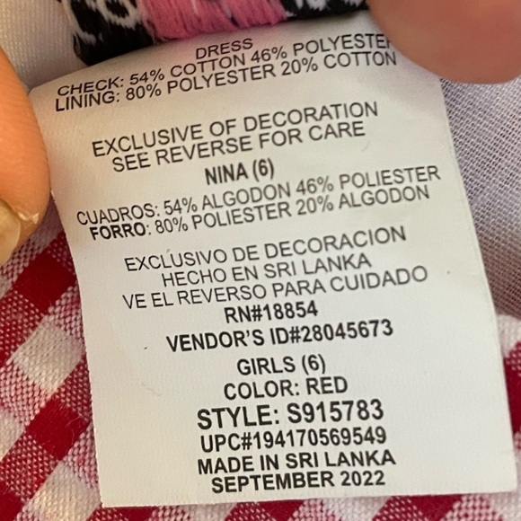 Counting Daisies, girl 6, adorable red white gingham sleeveless strawberry dress - Picture 7 of 7